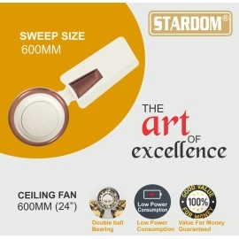 Stardom DEECEE SERIES 24" HI-SPEED with 24 Months Warranty Anti Dust 600 mm Ceiling Fan 